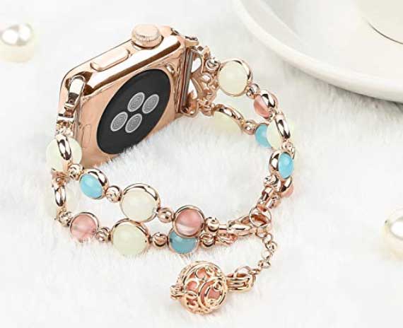 Lysende perlearmbåndsrem til Apple Watch
