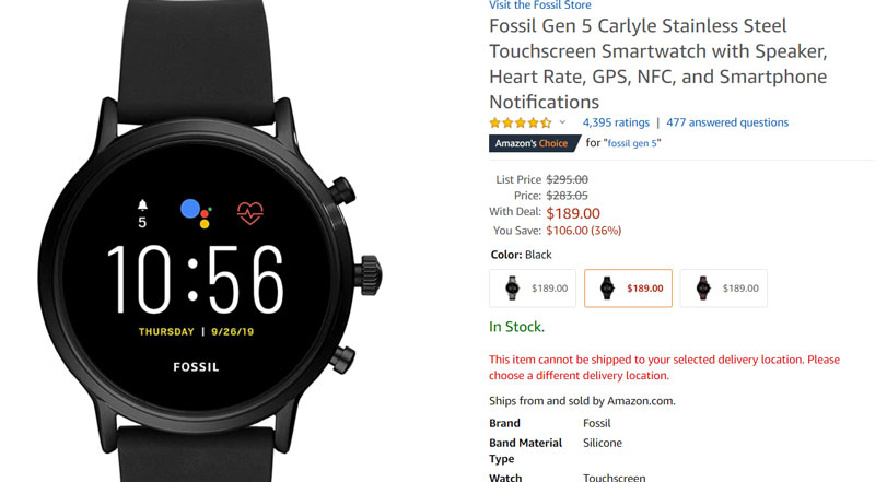 Fossil-Gen-5-Carlyle-HR-Rustfritt Stål
