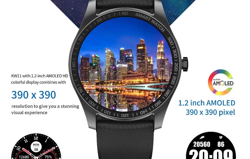 Kingwear KW11 Smartwatch - Sporty Elegant + E-kompass