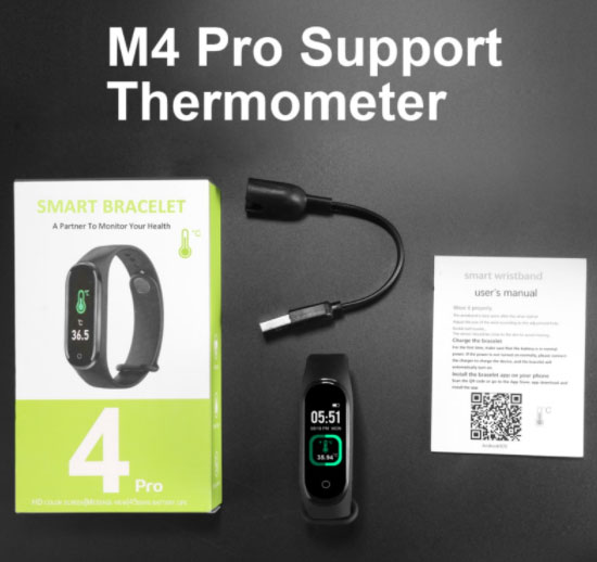 M4 Pro Smartband - Oppgradert med termometerfunksjon