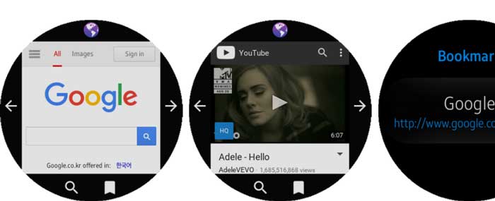 GearBrowser-appen for Samsung Galaxy klokke aktiv