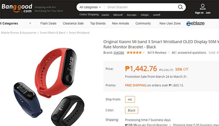 Xiaomi Mi Band 3 kupongkode på Banggood.com